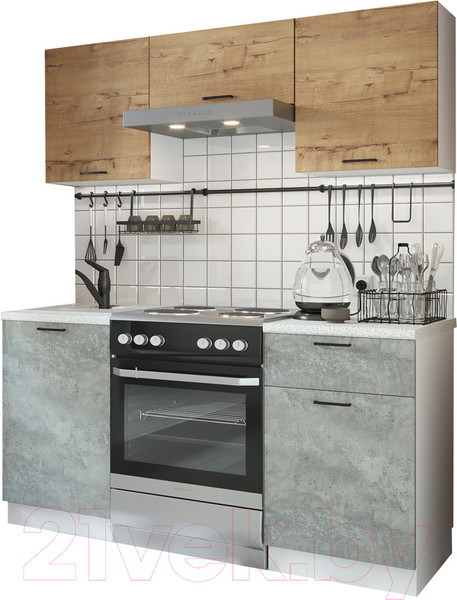 Изображение товара Кухонный гарнитур ДСВ Дуся-2 1.6 (дуб бунратти/цемент)