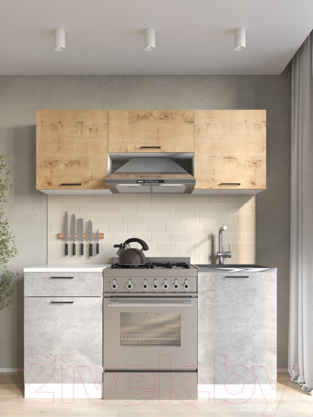 Изображение товара Кухонный гарнитур ДСВ Дуся-2 1.6 (дуб бунратти/цемент)