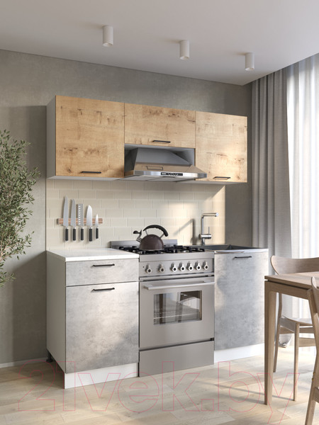 Изображение товара Кухонный гарнитур ДСВ Дуся-2 1.6 (дуб бунратти/цемент)
