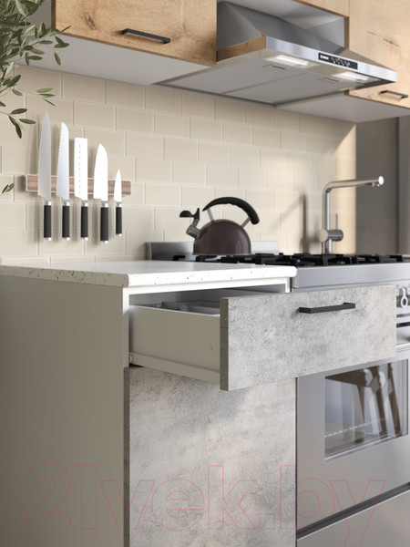 Изображение товара Кухонный гарнитур ДСВ Дуся-2 1.6 (дуб бунратти/цемент)