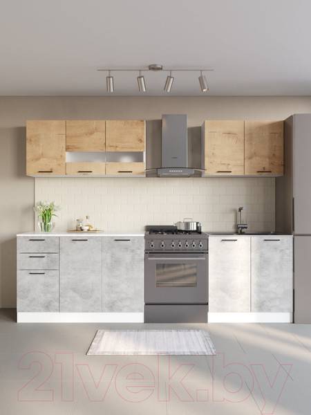 Изображение товара Кухонный гарнитур ДСВ Дуся 2.0 (дуб бунратти/цемент)