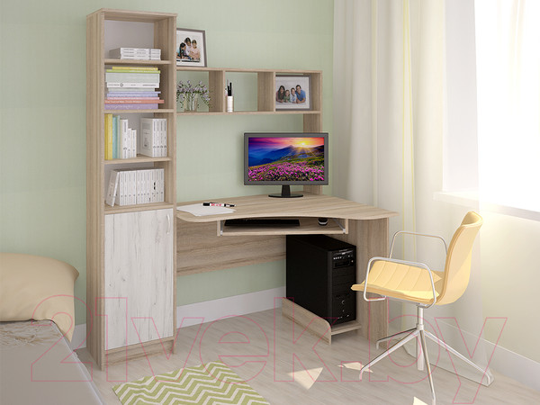 Изображение товара Компьютерный стол Интерлиния СК-005 (дуб сонома/дуб белый)