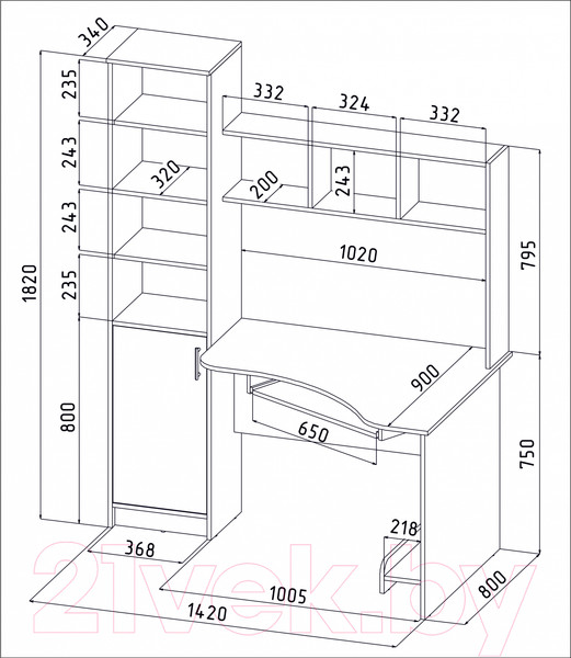 Изображение товара Компьютерный стол Интерлиния СК-005 (дуб сонома/дуб белый)
