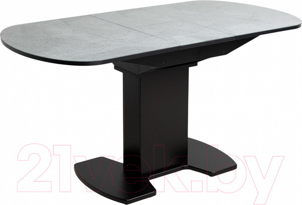 Изображение товара Обеденный стол Аврора Корсика стекло 120-151.5x80 (мрамор серый 12/черный)