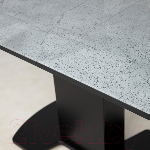 Изображение товара Обеденный стол Аврора Корсика стекло 120-151.5x80 (мрамор серый 12/черный)