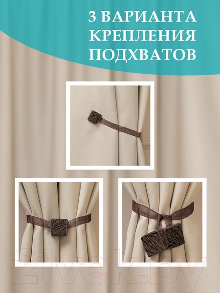 Изображение товара Комплект клипс для штор Ajur M14-8 Lenta магнитный / 79029 (2шт, коричневый)
