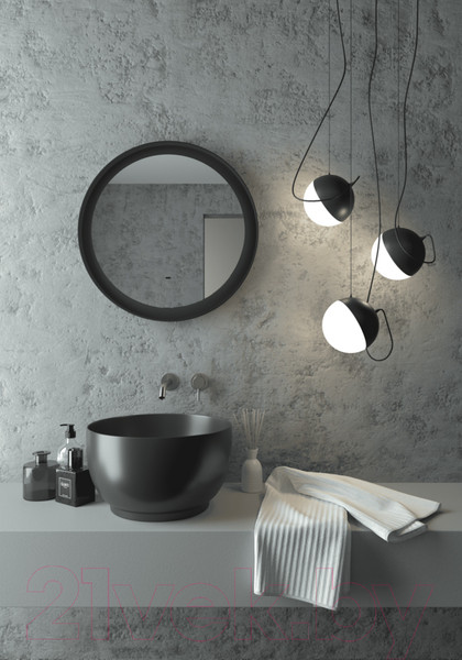 Изображение товара Зеркало Континент Planet Black Led D 80 (с бесконтактным сенсором, теплая подсветка)