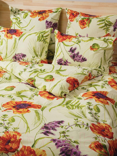 Изображение товара Комплект постельного белья Веселина Маки 70116-1 Бязь 120гр. сем (70x70, желтый)