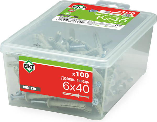 Изображение товара Дюбель-гвоздь ЕКТ Грибовидный 6x40 / B009130 (100шт, нейлон)