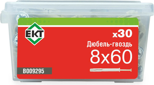 Изображение товара Дюбель-гвоздь ЕКТ Потайной 8x60 / B009295 (30шт, нейлон)