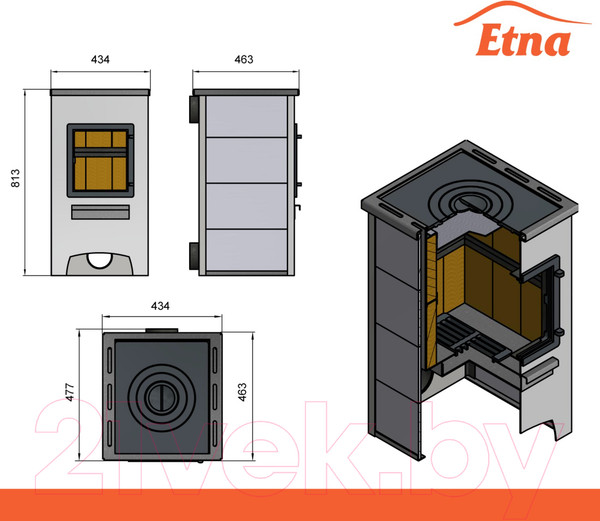 Изображение товара Печь отопительно-варочная Этна ДТ-4С (с плитой)