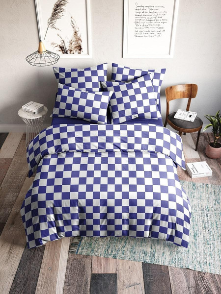 Изображение товара Комплект постельного белья Веселина Харли 70647-2+70648-2 Бязь 120гр. Евро (70x70, синий)