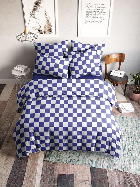 Изображение товара Комплект постельного белья Веселина Харли 70647-2+70648-2 Бязь 120гр. Семейный (50x70, синий)