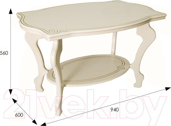 Изображение товара Журнальный столик Мебелик Берже 1 (слоновая кость)