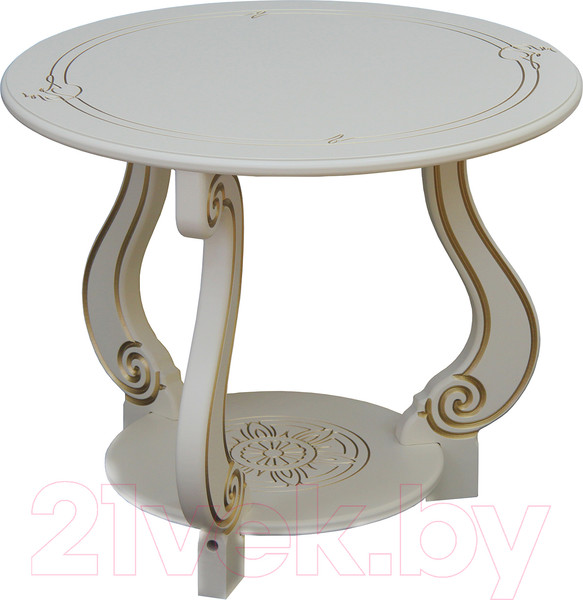 Изображение товара Журнальный столик Мебелик Грация М (слоновая кость/золото)