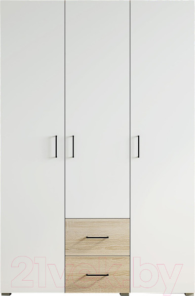 Изображение товара Шкаф Горизонт Мебель Victor 3ств 2ящ (дуб сонома/белый)