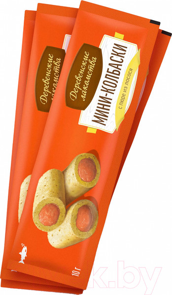 Изображение товара Лакомство для кошек Деревенские лакомства Мини-колбаски с пюре из лосося (10x4шт)