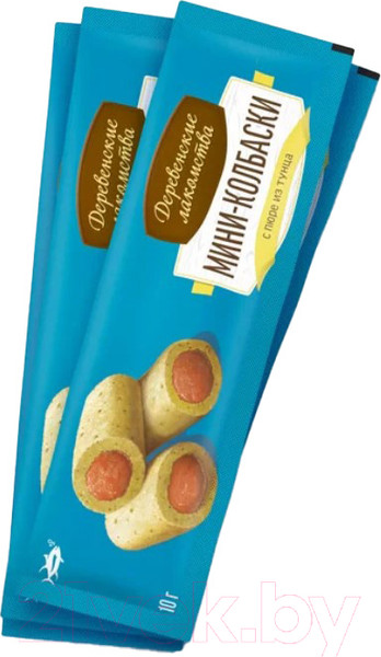 Изображение товара Лакомство для кошек Деревенские лакомства Мини-колбаски с пюре из тунца (10x4шт)