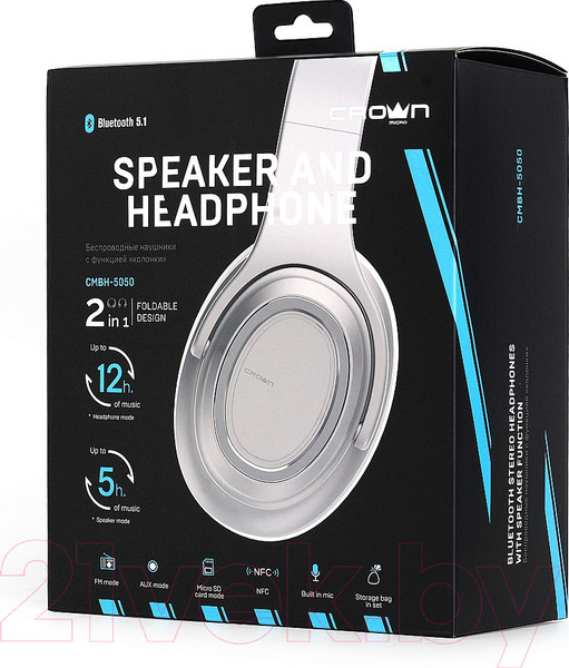 Изображение товара Беспроводные наушники Crown CMBH-5050 (серебристый)