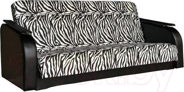 Изображение товара Диван Асмана Премьер (декор прямой/велюр зебра/кожзам черный)