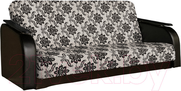 Изображение товара Диван Асмана Премьер (декор прямой/рогожка вензель коричневый/кожзам коричневый)