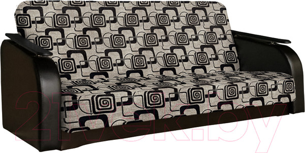 Изображение товара Диван Асмана Премьер (декор прямой/рогожка кубики коричневые/кожзам коричневый)