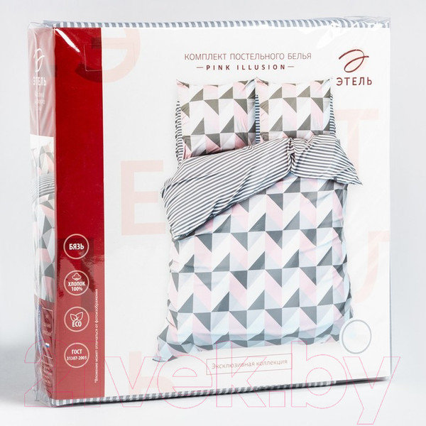 Изображение товара Комплект постельного белья Этель Pink illusion Евро / 7533789