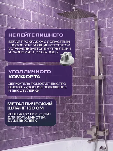 Изображение товара Душевая система со смесителем РМС SUS125-009DK
