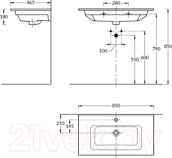 Изображение товара Умывальник Kerama Marazzi Piano / PI.wb.85