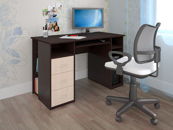 Изображение товара Компьютерный стол Интерлиния СК-010 (дуб венге/дуб молочный)