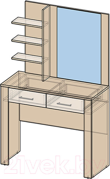 Изображение товара Туалетный столик с зеркалом Интерлиния Коламбия КЛ-16 (дуб сонома/дуб белый)