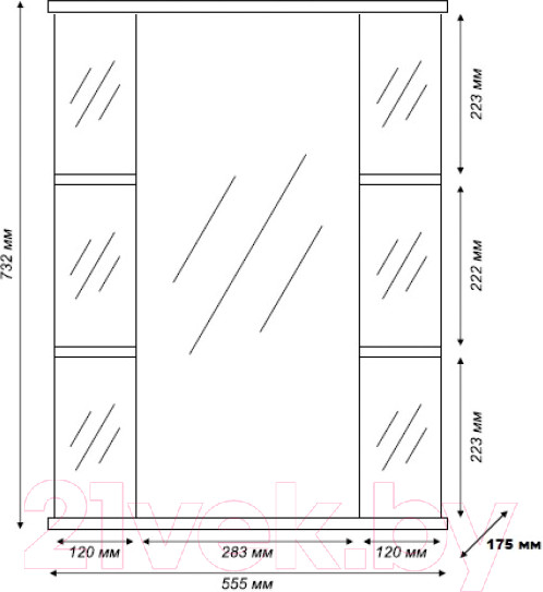 Изображение товара Шкаф с зеркалом для ванной Tivoli Герда 55 L / 464057