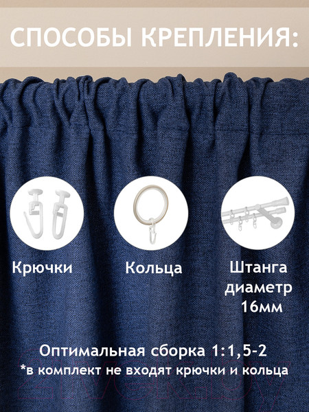 Изображение товара Штора Amore Mio RR 2014-35 200x270 / 20627 (синий)