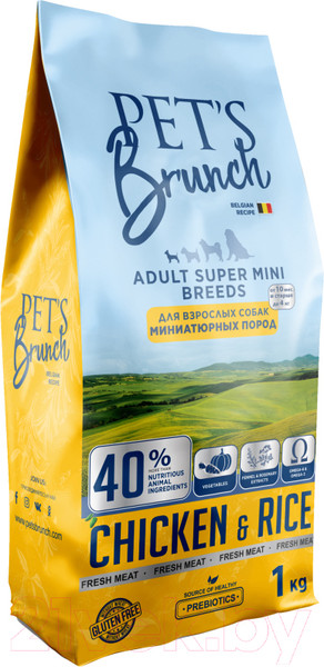 Изображение товара Сухой корм для собак Pet's Brunch Adult Super Mini Breeds с курицей (1кг)
