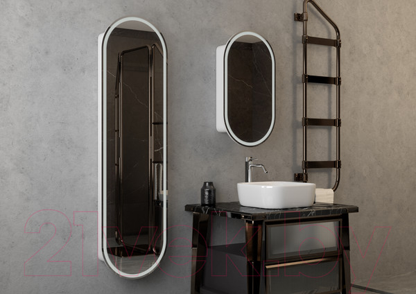 Изображение товара Шкаф с зеркалом для ванной Континент Elmage White Led 45x80