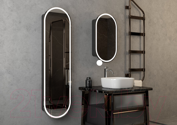 Изображение товара Шкаф с зеркалом для ванной Континент Elmage Black Led 45x160