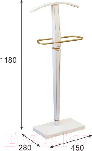 Изображение товара Стойка для одежды Мебелик Костюмная Васко В 70 (белый ясень/золото)