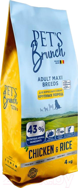 Изображение товара Сухой корм для собак Pet's Brunch Adult Maxi Breeds с курицей (4кг)