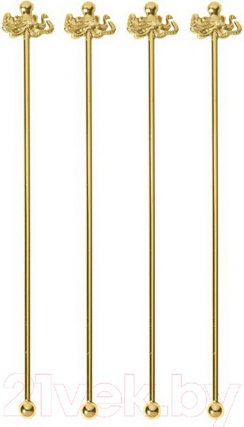 Изображение товара Набор палочек для коктейля Paderno Bar Осьминог 18/10 / 41491G06 (золото)