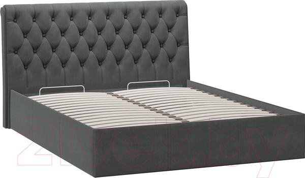 Изображение товара Двуспальная кровать ТриЯ Скарлет универсальная тип 1 с ПМ 160x200 (велюр графит)