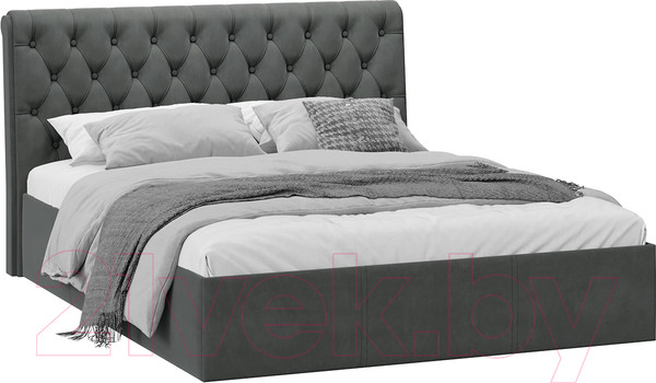 Изображение товара Двуспальная кровать ТриЯ Скарлет универсальная тип 1 с ПМ 160x200 (велюр графит)