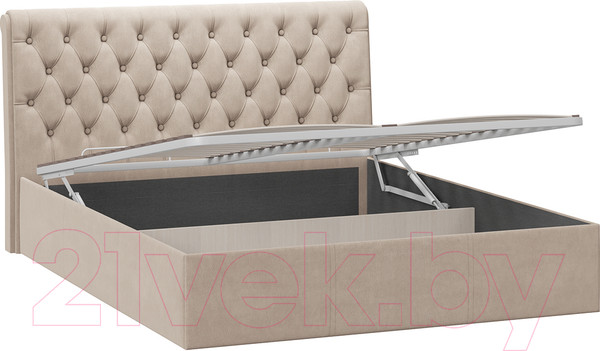 Изображение товара Двуспальная кровать ТриЯ Скарлет универсальная тип 1 с ПМ 160x200 (велюр мокко светлый)