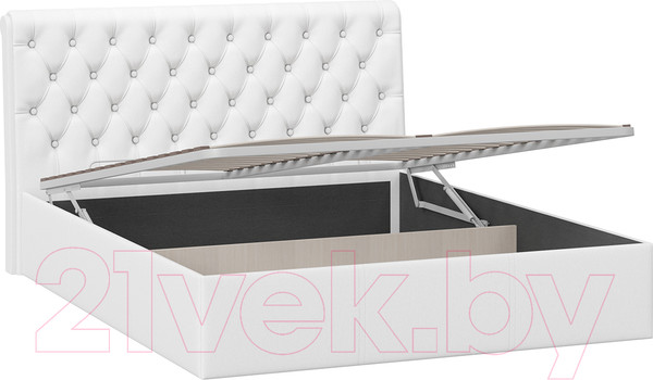 Изображение товара Двуспальная кровать ТриЯ Скарлет универсальная тип 1 с ПМ 160x200 (кожзам белый)