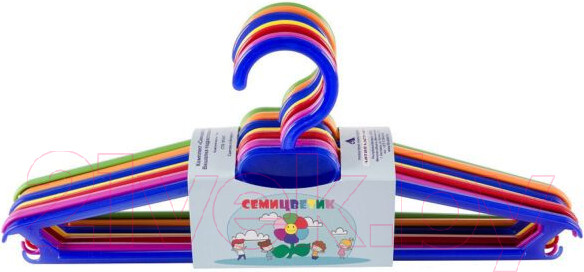 Изображение товара Набор пластиковых вешалок-плечиков Литопласт Семицветик №2 (7шт)