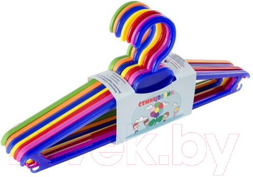 Изображение товара Набор пластиковых вешалок-плечиков Литопласт Семицветик №2 (7шт)