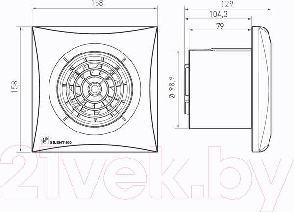 Изображение товара Вентилятор накладной Soler&Palau Silent-100 CZ Ecowatt / 5210610000
