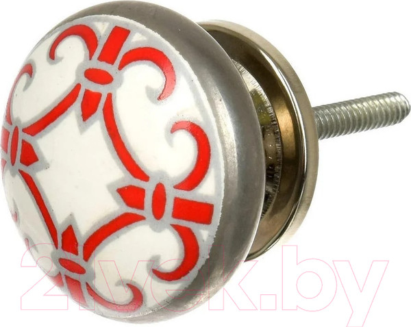 Изображение товара Ручка для мебели Blumen Haus Мальтийский узор / 66106 (белый/красный)