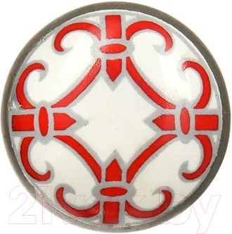 Изображение товара Ручка для мебели Blumen Haus Мальтийский узор / 66106 (белый/красный)