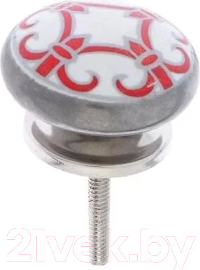 Изображение товара Ручка для мебели Blumen Haus Мальтийский узор / 66106 (белый/красный)