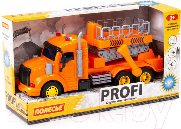 Изображение товара Автомобиль-вышка Полесье Профи инерционный со светом и звуком / 89779 (оранжевый)